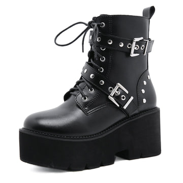 And Winter New Thick-Bottomed Thick High-Heeled Fashion Nightclub In Front Of The Metal Side Buckle Short Boots Children High Quality Shoes